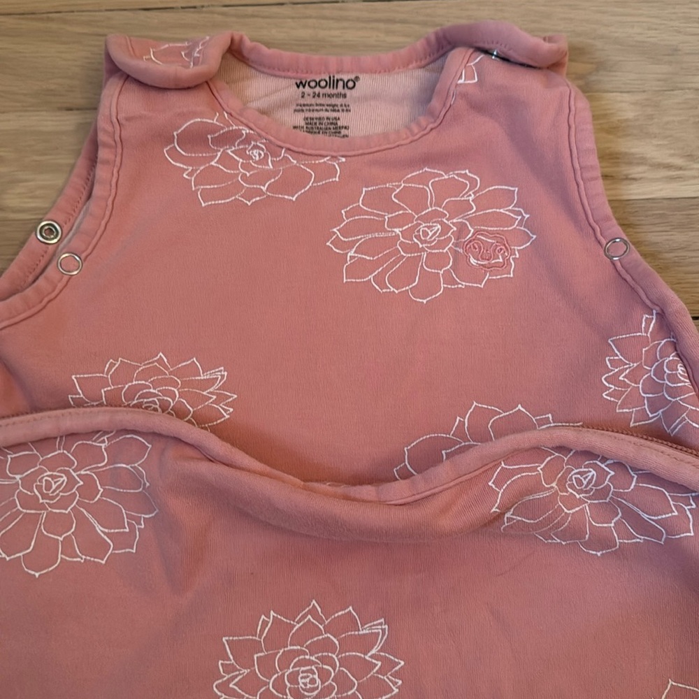 Woolino Pink Floral Baby Sleep Sack